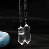 Crystal Quartz Necklace Double Point Pendant Stone Collar Woman Man Healing
