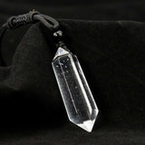 Crystal Quartz Necklace Double Point Pendant Stone Collar Woman Man Healing