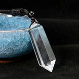 Crystal Quartz Necklace Double Point Pendant Stone Collar Woman Man Healing