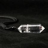Crystal Quartz Necklace Double Point Pendant Stone Collar Woman Man Healing