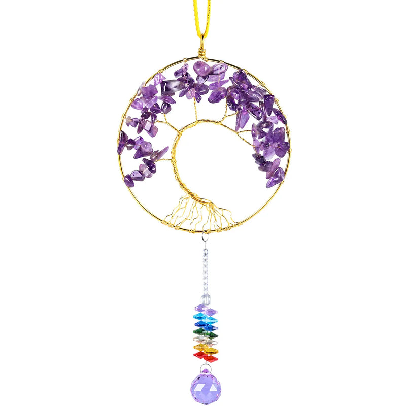 Crystal Quartz Tree Of Life 7 Chakra Reiki Healing Wall Hanging
