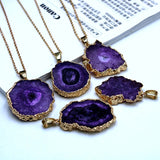 Crystal Raw Stone Sun Flower Pendants DIY Jewelry Accessories