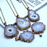 Crystal Raw Stone Sun Flower Pendants DIY Jewelry Accessories