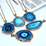 Crystal Raw Stone Sun Flower Pendants DIY Jewelry Accessories
