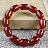 Crystal Red Agate Bracelet Barrel Beads Men Women Couple Jewelry