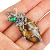 Crystal Reiki Tiger's Eye Rose Quartz Green Agate Beads Oval Pendant