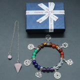 Natural Crystal 7 Chakra Stone Power Bracelet Gift Set