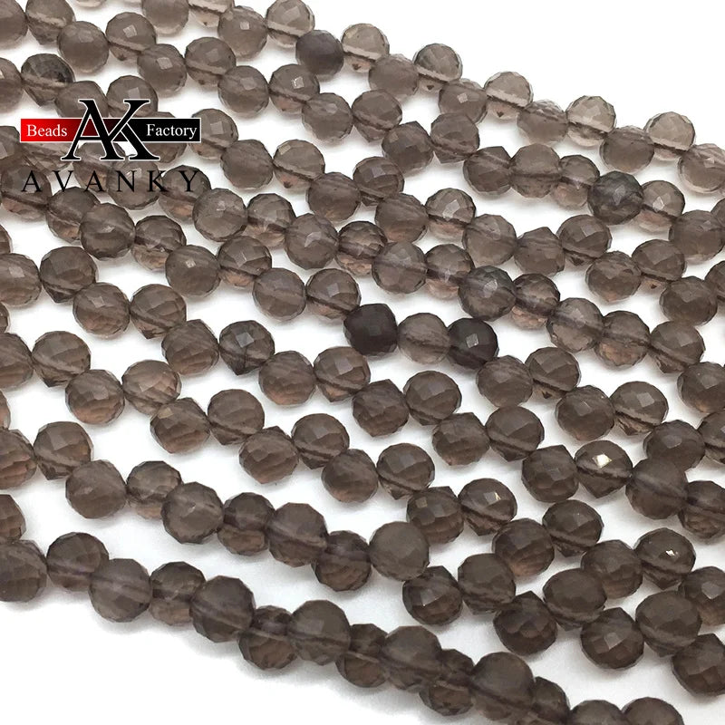 6MM Smokey Quartz Tea Crystal Faceted Beads for DIY Jewelry Making
