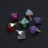 Crystal Stone Rhombus Pendant for DIY Jewelry - Amethyst Fluorite Quartz