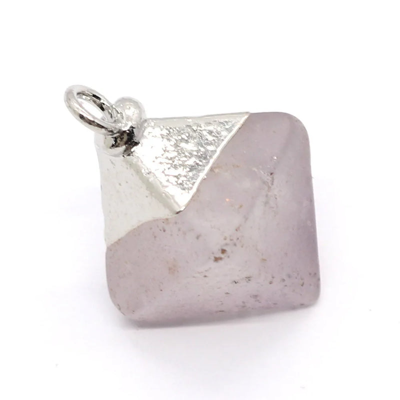 Crystal Stone Rhombus Pendant for DIY Jewelry - Amethyst Fluorite Quartz