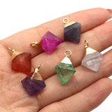 Crystal Stone Rhombus Pendant for DIY Jewelry - Amethyst Fluorite Quartz