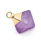 Crystal Stone Rhombus Pendant for DIY Jewelry - Amethyst Fluorite Quartz