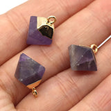 Crystal Stone Rhombus Pendant for DIY Jewelry - Amethyst Fluorite Quartz
