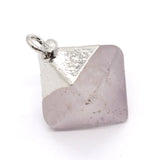 Crystal Stone Rhombus Pendant for DIY Jewelry - Amethyst Fluorite Quartz