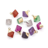 Crystal Stone Rhombus Pendant for DIY Jewelry - Amethyst Fluorite Quartz