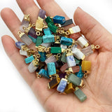 Crystal Stone 6x15mm Pendant Amethyst Tiger Eye Quartz DIY Necklace Earrings