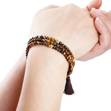 3-Layer Crystal Beaded Bracelet with Tassels Charms