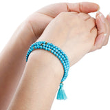3-Layer Crystal Beaded Bracelet with Tassels Charms