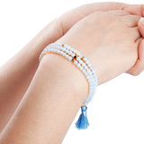 3-Layer Crystal Beaded Bracelet with Tassels Charms