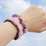 Pink Crystal Stone Beads Bracelet Adjustable Bangle Jewelry