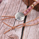 Pink Quartz Leather Wrap Bracelet Women