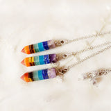 Natural Crystal Chakra Pendant Amulet Reiki Healing Meditation Hexagonal Column