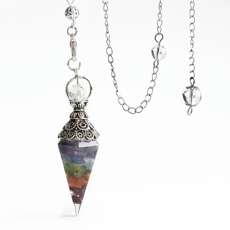 Crystal Stone Hexagon Point Pendant Pendulum for Reiki Wicca Balancing