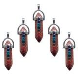 Natural Crystal Stone Hexagon Prism 7 Chakras DIY Pendulum Necklace