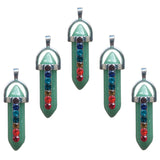 Natural Crystal Stone Hexagon Prism 7 Chakras DIY Pendulum Necklace
