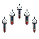 Natural Crystal Stone Hexagon Prism 7 Chakras DIY Pendulum Necklace