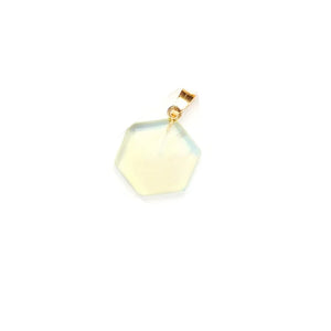 Hexagon Rose Quartz Tiger's Eye Opal Crystal Stone Pendulum Necklace Earrings