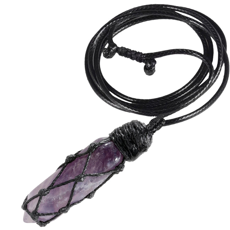 Crystal Stone Hexagonal Point Pendant Necklace Reiki Crystal Wands