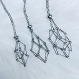Crystal Stone Holder Necklace Silver Stainless Steel Empty Cage Gemstone