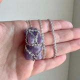 Crystal Stone Holder Necklace Silver Stainless Steel Empty Cage Gemstone