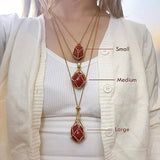 Crystal Stone Holder Necklace Silver Stainless Steel Empty Cage Gemstone