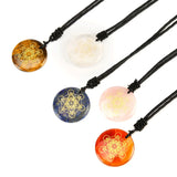 Crystal Stone Metatron's Cube Angel Reiki Energy Necklace