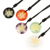 Crystal Stone Metatron's Cube Angel Reiki Energy Necklace