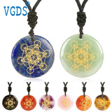 Crystal Stone Metatron's Cube Angel Reiki Energy Necklace