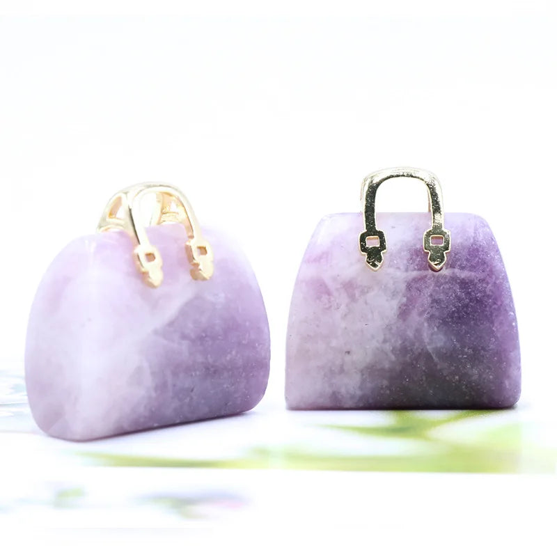 Natural Crystal Stone Mini Tote Bag Ornament Healing Crystal
