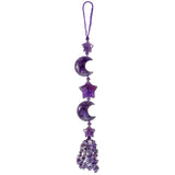 Crystal Moon & Star Hanging Ornament with Quartz Tassels Feng Shui Decor