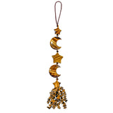 Crystal Moon & Star Hanging Ornament with Quartz Tassels Feng Shui Decor