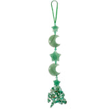 Crystal Moon & Star Hanging Ornament with Quartz Tassels Feng Shui Decor