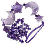 Crystal Moon & Star Hanging Ornament with Quartz Tassels Feng Shui Decor