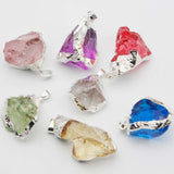 Crystal Stone Pendant Necklace Reiki Charms DIY Jewelry 6Pcs