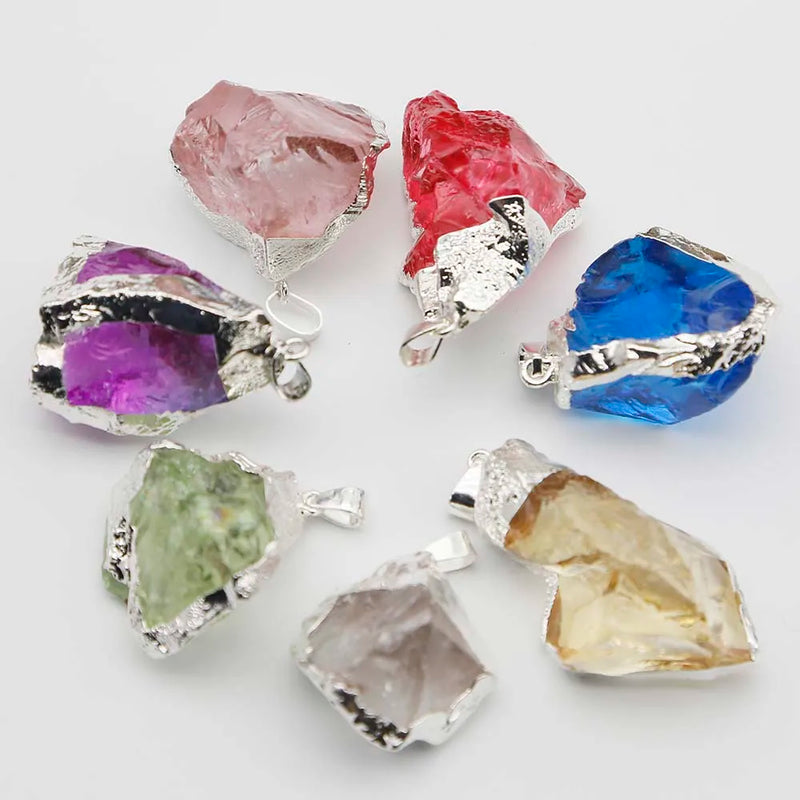 Crystal Stone Pendant Necklace Reiki Charms DIY Jewelry 6Pcs