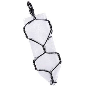 Crystal Stone Pendant Sword Shape Amulet Necklace Accessory