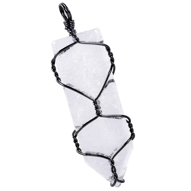 Crystal Stone Pendant Sword Shape Amulet Necklace Accessory