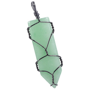Crystal Stone Pendant Sword Shape Amulet Necklace Accessory