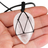 Crystal Stone Pendant Healing Water Drop Shape Gemston Necklace Amulet