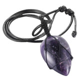 Crystal Stone Pendant Healing Water Drop Shape Gemston Necklace Amulet